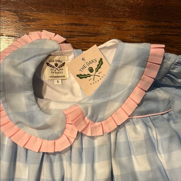 Blue gingham dress with pink detail - Picture 2 of 4